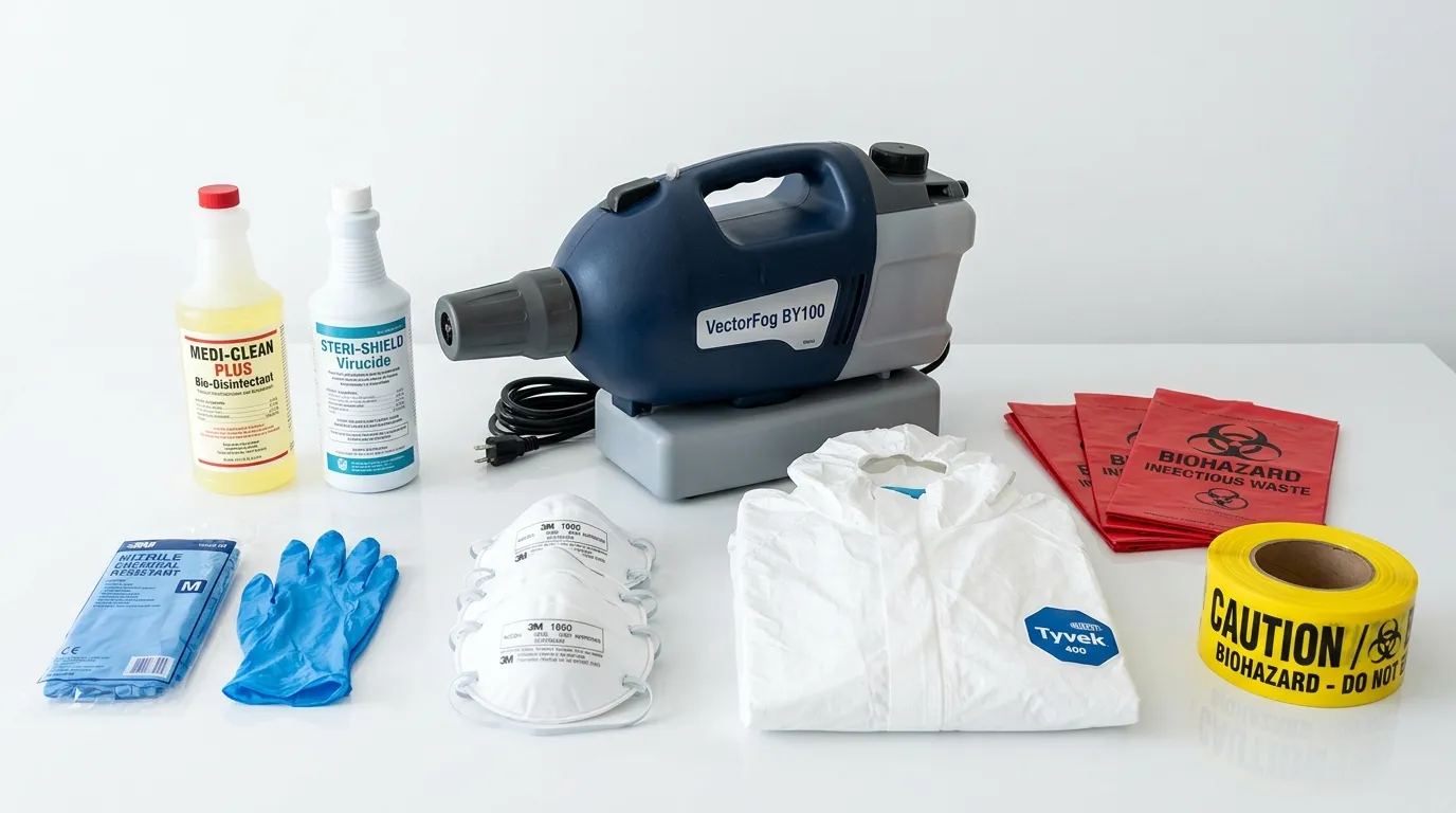 Professional biohazard remediation crew working in Friendly